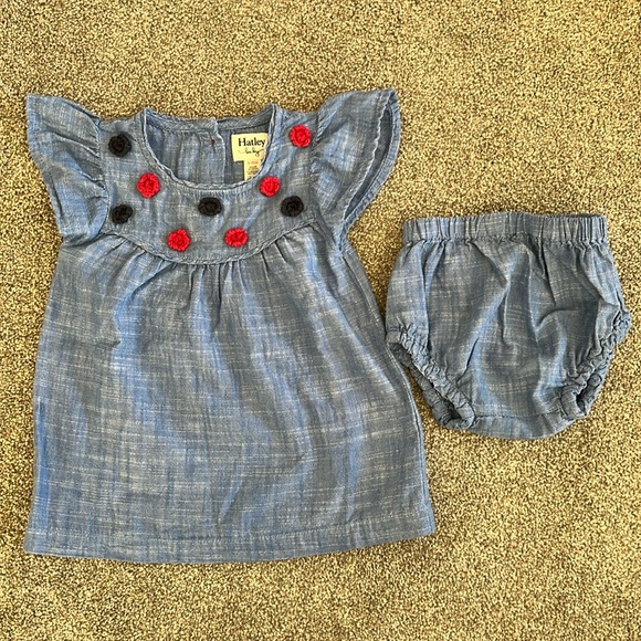 Like new! Hatley Baby 3-6M Jean Dress with Detailing - Picture 1 of 2